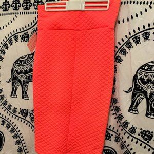 Women's High Waist Quilted Neon Orange-Pencil Skirt